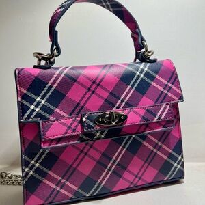Plaid Pink and Black Women's Handbag
